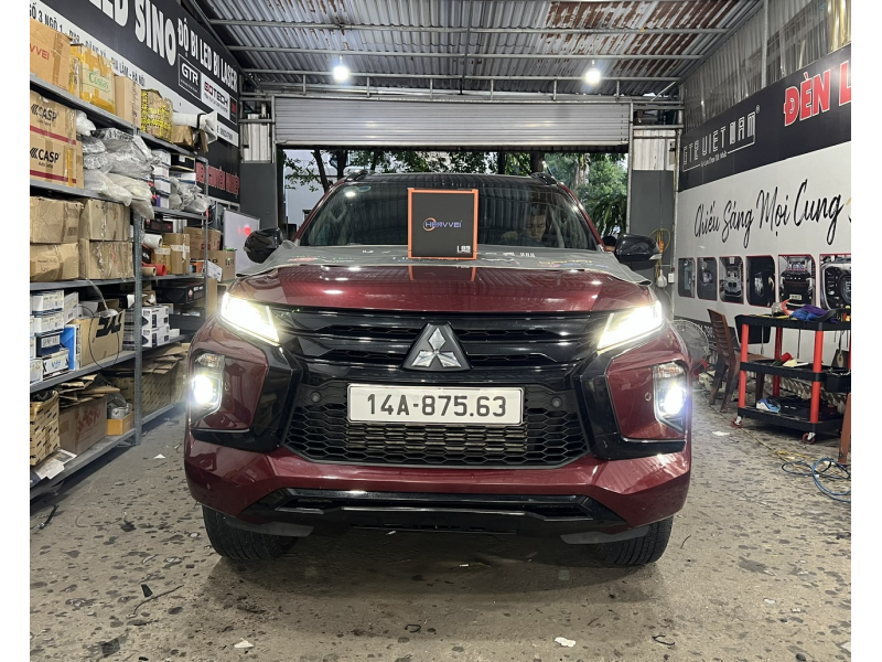 Độ đèn nâng cấp ánh sáng Bi pha Henvvei L85 Pro cho xe Mitsubishi Pajero